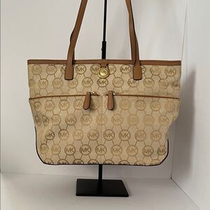 Michael Kors Beige and Brown Logo Tote